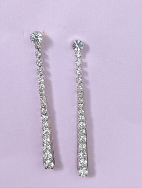 Crystal Line Drop Earrings Pierced